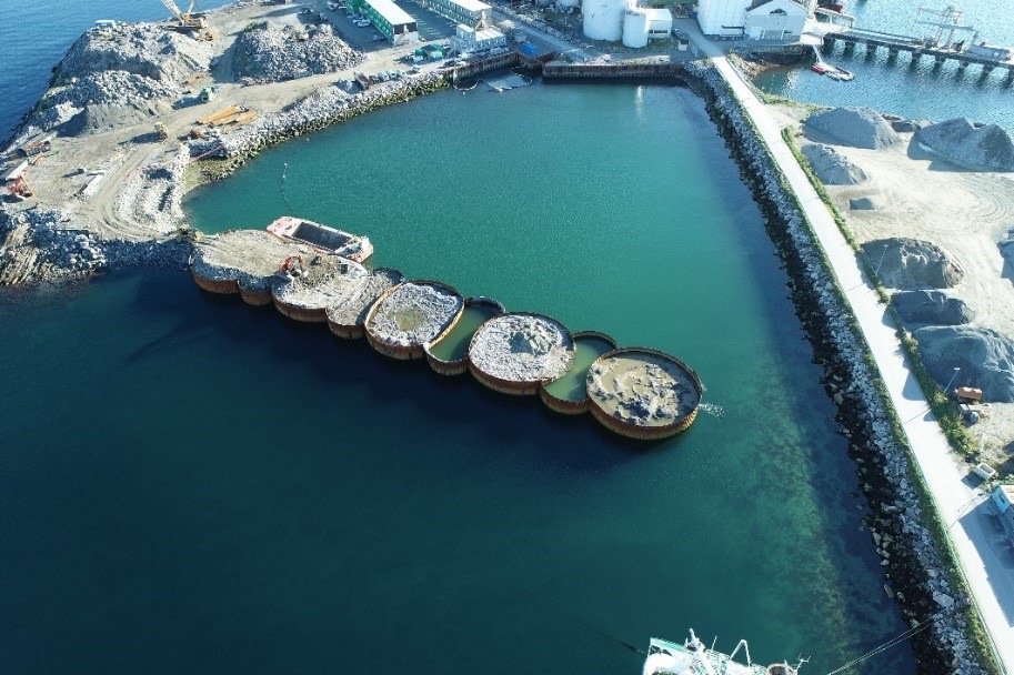Kaianlegg i Bodø havn sett fra drone